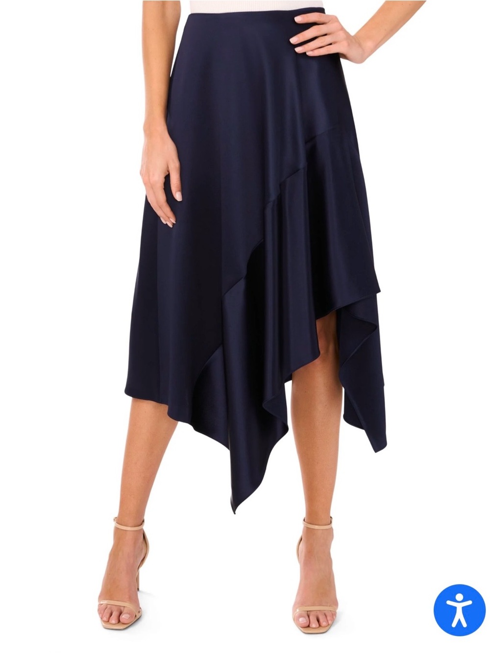Ted Baker Asymmetrical Midi Navy Skirt